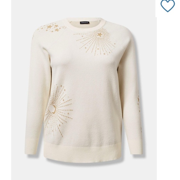 Torrid Cream Sweater with Gold Celestial Design - Picture 3 of 10